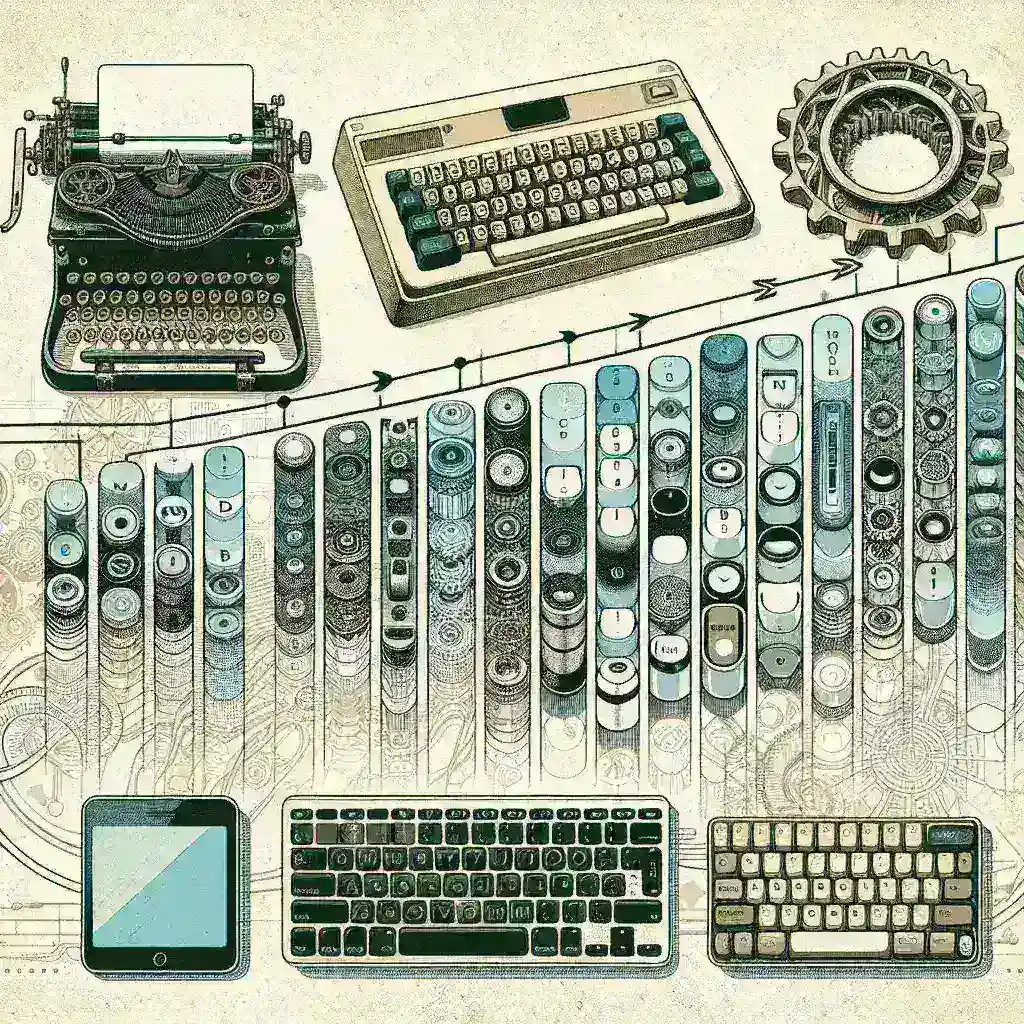"Comparação visual dos teclados QWERTY e touchscreen, destacando a evolução dos dispositivos de entrada ao longo do tempo na história dos teclados."